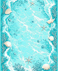 Blue Ocean Wave Shell Starfish Design Rug