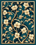 Gold Floral Vine Pattern Rug