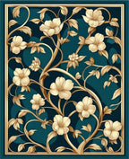 Gold Floral Vine Pattern Rug