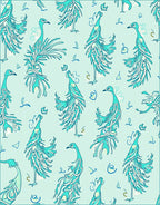 Teal Peacock Feather Pattern Rug