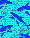 Oceanic Shark Theme Tile Pattern Rug