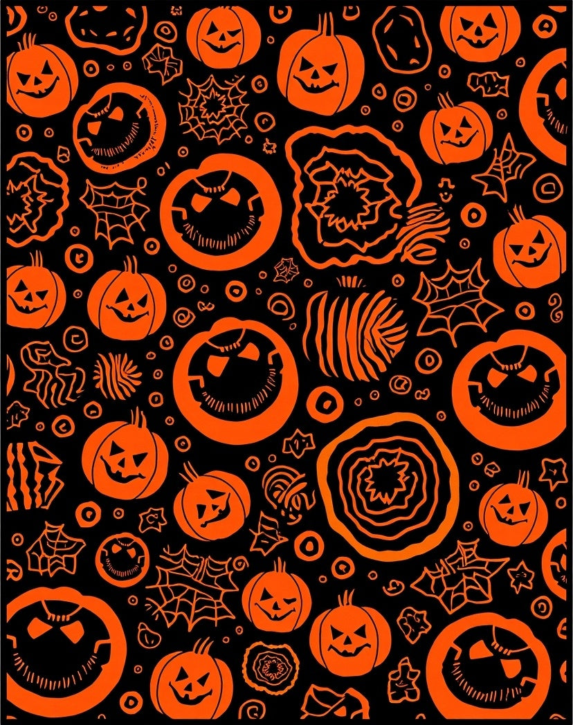 Orange Pumpkin Spider Web Halloween Pattern Rug