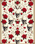 Skulls Roses Baroque Pattern Rug
