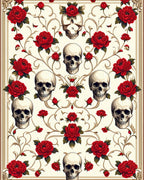 Skulls Roses Baroque Pattern Rug