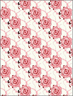 Pink Rose Patterned Contemporary Rug