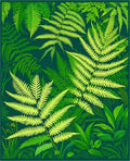 Lush Green Fern Forest Pattern Rug