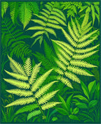 Lush Green Fern Forest Pattern Rug