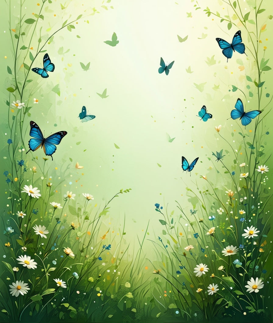 Whimsical Butterfly Meadow Spring Design Rug