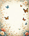 Floral Butterflies Vines Pattern Rug