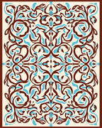 Ornate Scrollwork Floral Symmetry Rug