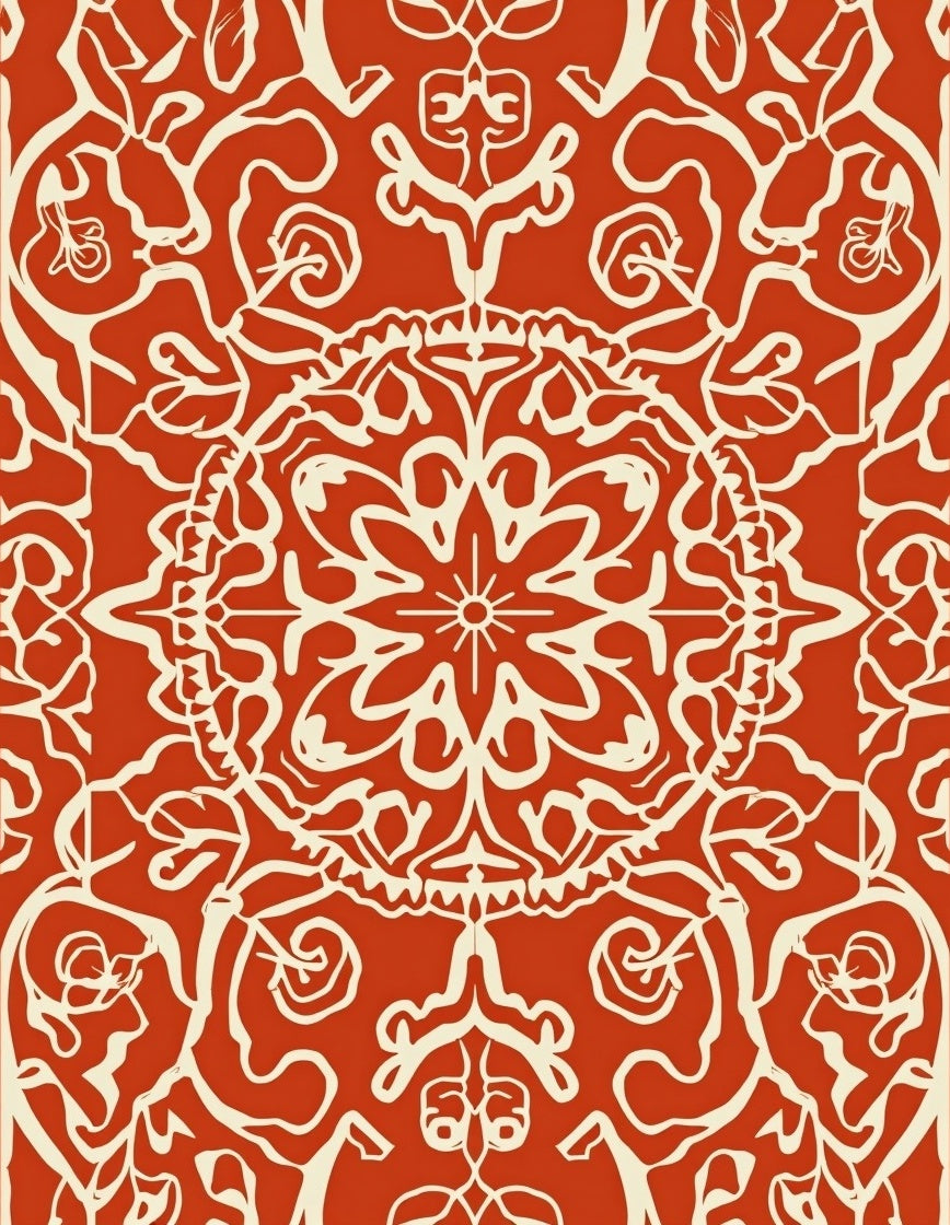 Crimson Medallion Ornamental Pattern Rug