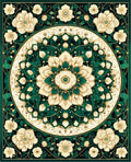 Elegant Emerald Floral Mandala Design Rug