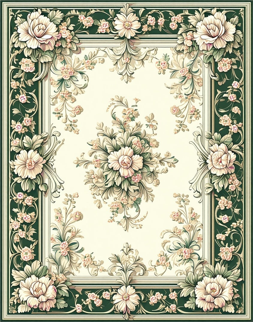 Classic Floral Meadow Garden Design Rug