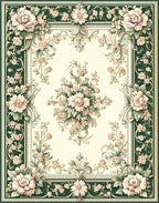 Classic Floral Meadow Garden Design Rug