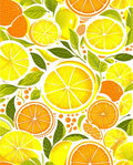 Citrus Slices and Leaves Pattern Rug