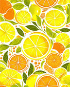 Citrus Slices and Leaves Pattern Rug