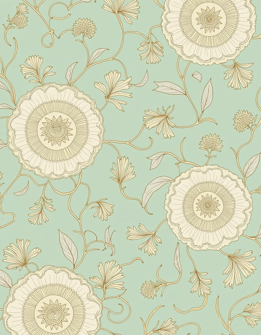 Soft Floral Vine Design Rug