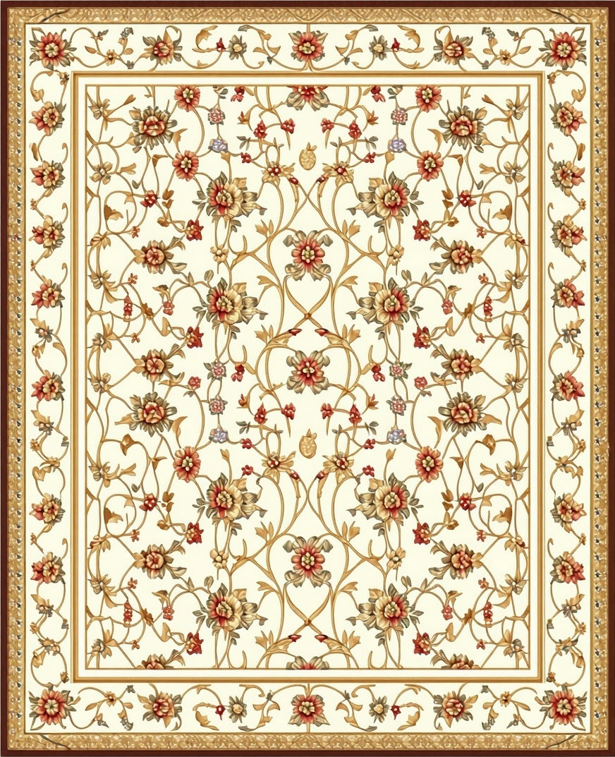 Ornate Floral Vines Patterned Rug