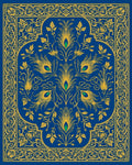 Regal Peacock Feathers Blue Yellow Rug