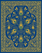 Regal Peacock Feathers Blue Yellow Rug