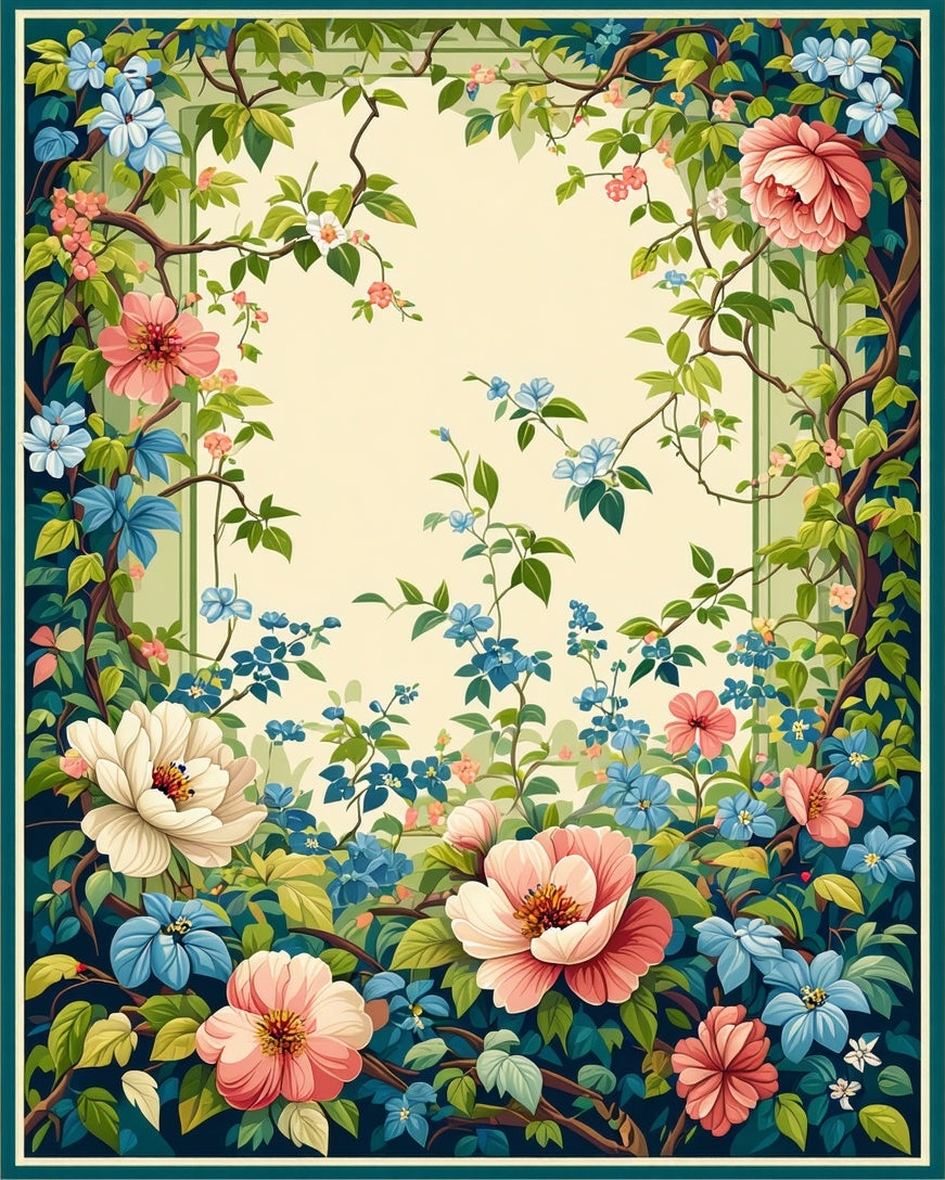 Whimsical Floral Vine Garden Rug