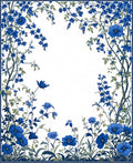 Vibrant Blue Floral Vines Pattern Rug