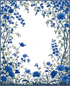 Vibrant Blue Floral Vines Pattern Rug