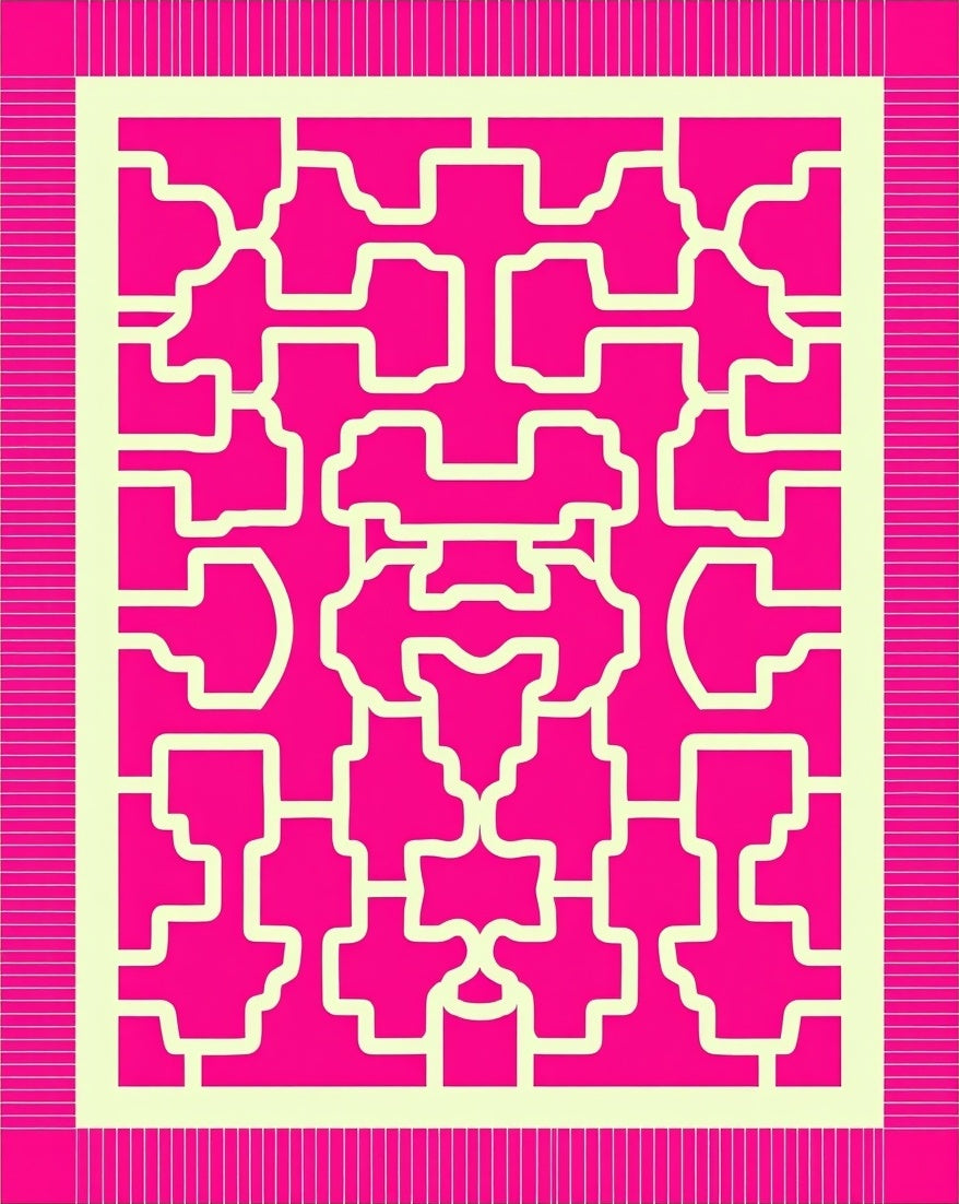 Hot Pink Geometric Lattice Pattern Rug