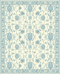 Ornate Blue Floral Border Pattern Rug