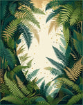 Lush Ferns Gold Accents Pattern Rug