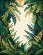 Lush Ferns Gold Accents Pattern Rug
