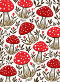 Whimsical Red Mushroom Nature Pattern Rug