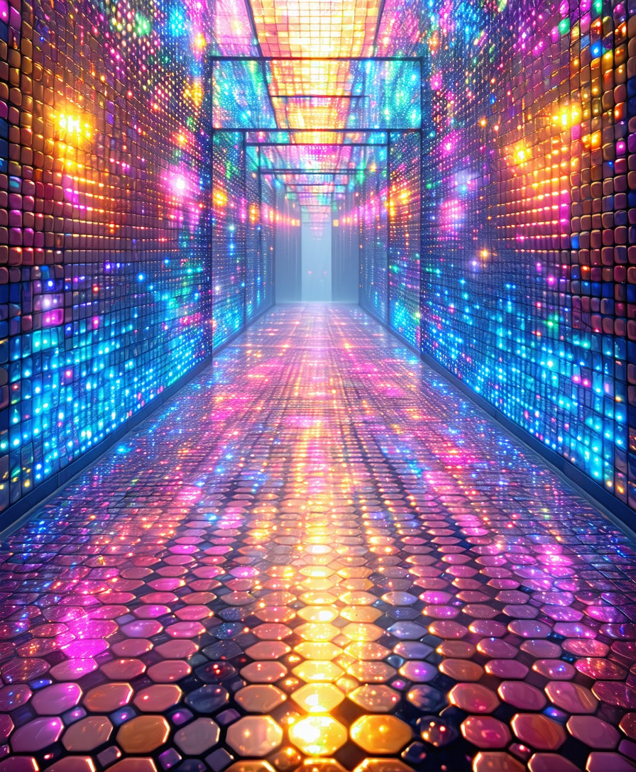 Vibrant Geometric Disco Hallway Rug