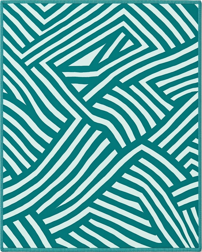 Teal White Intertwined Lines Rug