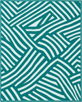 Teal White Intertwined Lines Rug