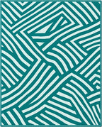 Teal White Intertwined Lines Rug