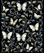 Whimsical Butterfly Floral Vine Ornament Rug