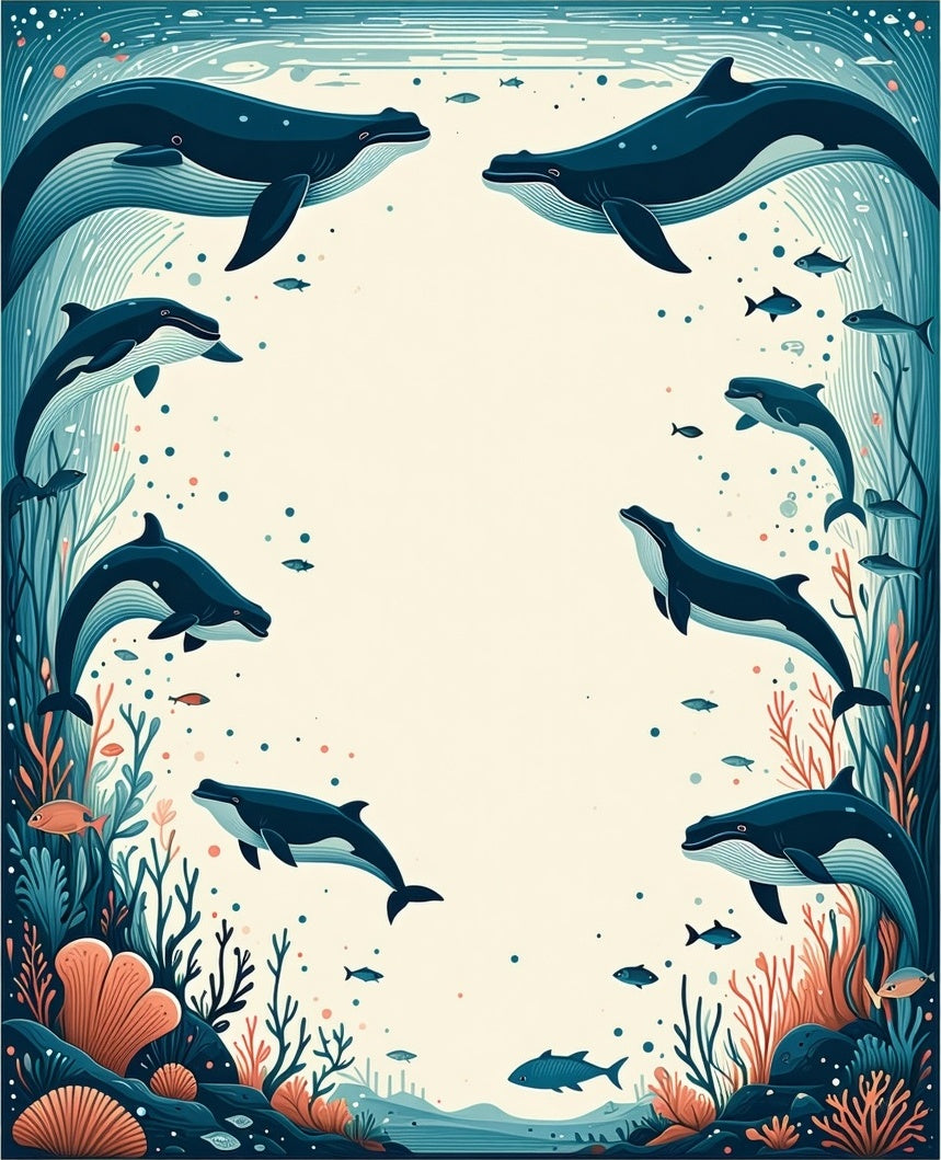 Oceanic Life With Whales And Dolphins Rug