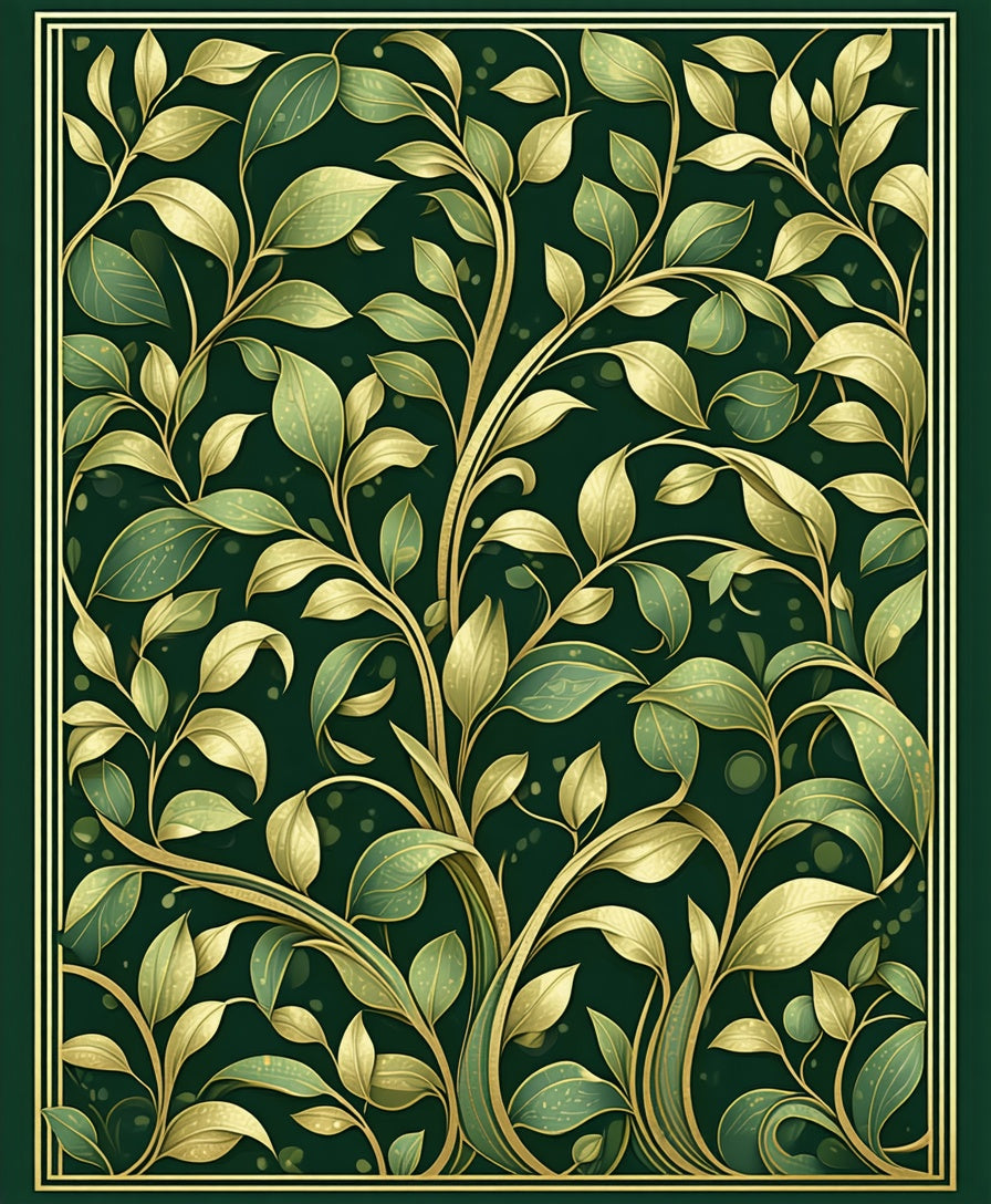 Gilded Vine Leaf Pattern Rug