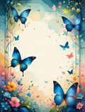 Bright Blue Butterflies Floral Garden Rug
