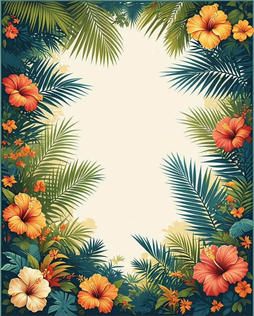 Tropical Floral And Palm Leaf Design Rug