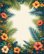 Tropical Floral And Palm Leaf Design Rug