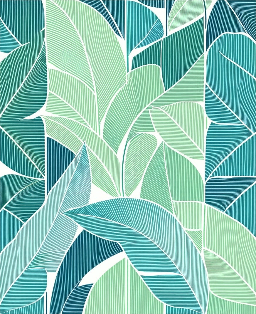 Greenery Tropical Leaf Pattern Rug