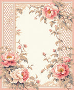 Vintage Peony Blossom Scrollwork Rug