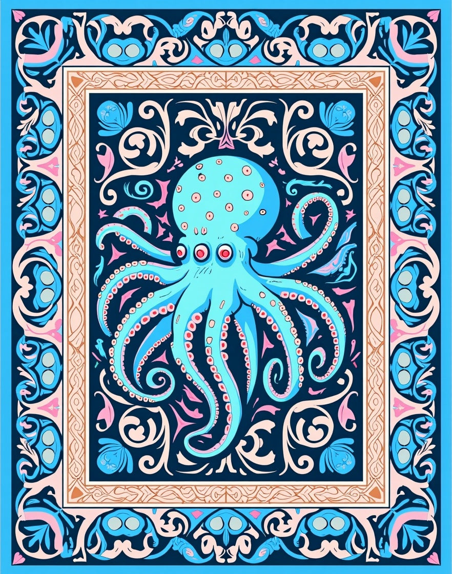 Oceanic Octopus Floral Regal Rug