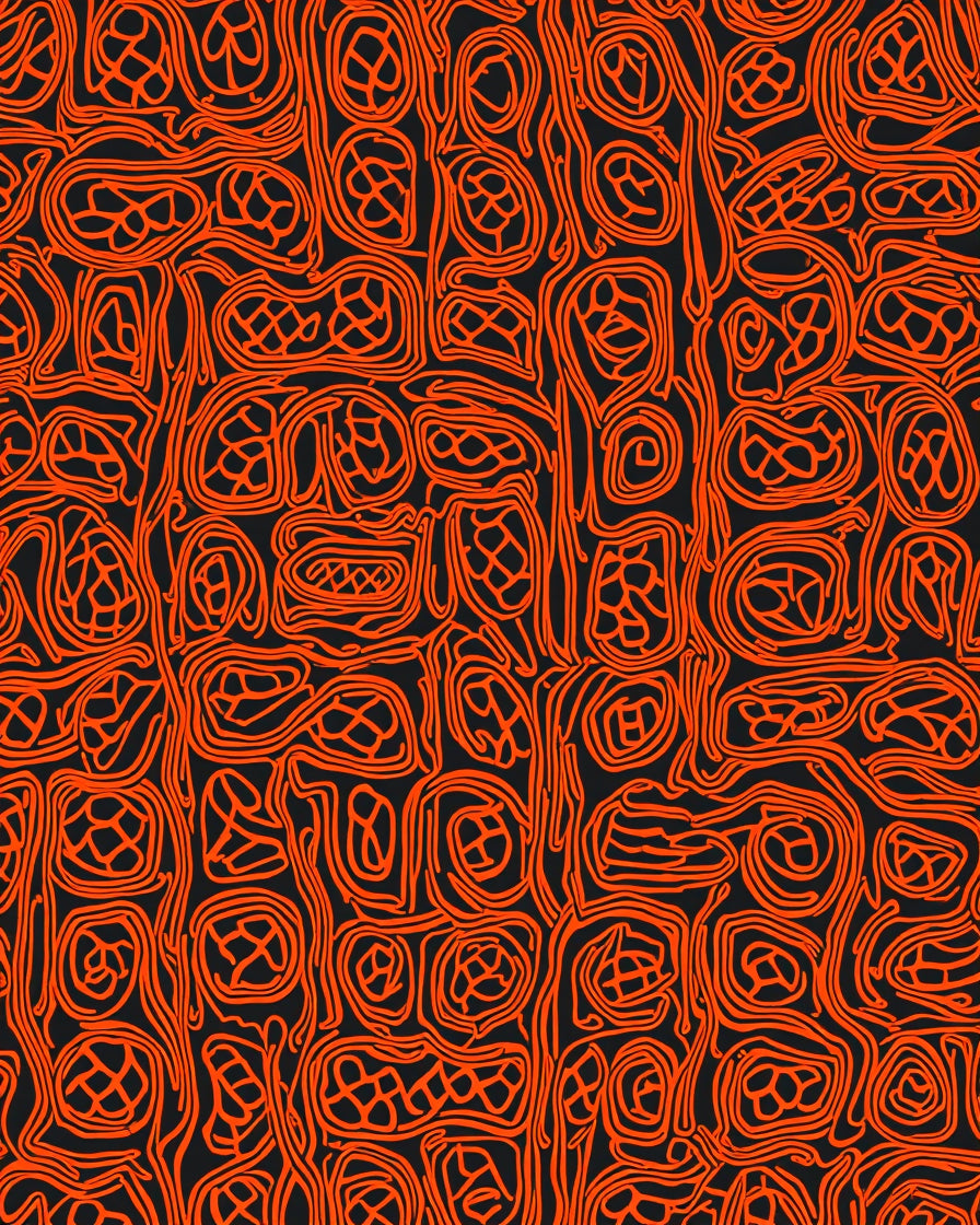 Abstract Organic Orange Swirl Pattern Rug