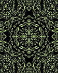 Black And Lime Green Floral Pattern Rug