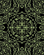 Black And Lime Green Floral Pattern Rug