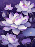 Luminous Purple Lotus Floral Design Rug