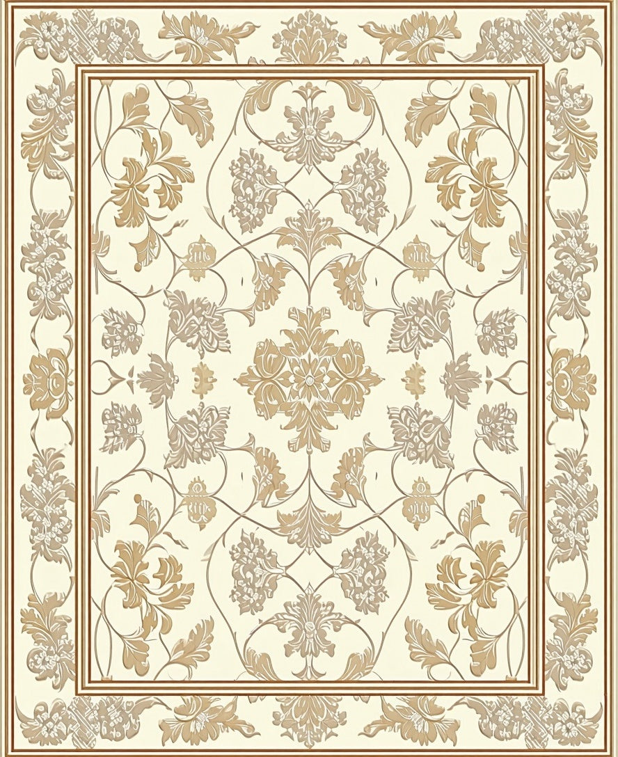 Classic Floral Scrollwork Patterned Rug